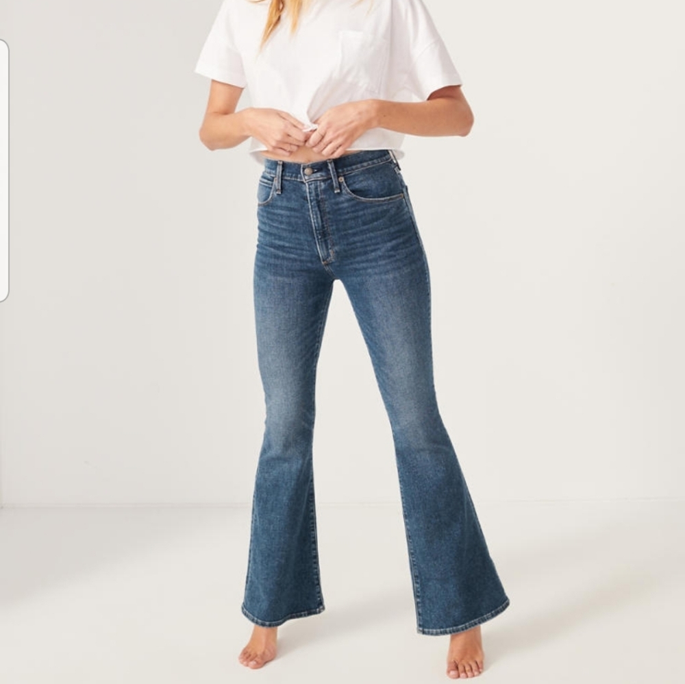 Boho ultra high rise bell bottom flare jeans